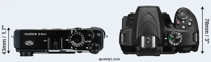 Compare X-Pro1 versus D3400 top