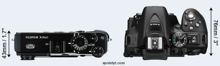 Compare X-Pro1 versus D5300 top