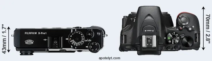 Compare X-Pro1 versus D5500 top