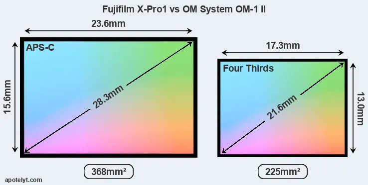 Fujifilm X-Pro1 and OM System OM-1 II sensor measures