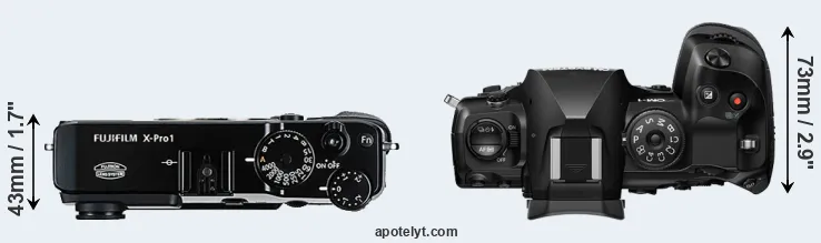 Compare X-Pro1 versus OM-1 II top