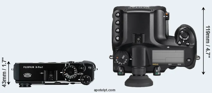 Compare X-Pro1 versus 645D top