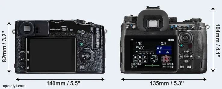 Comparison X-Pro1 or K-3 III rear