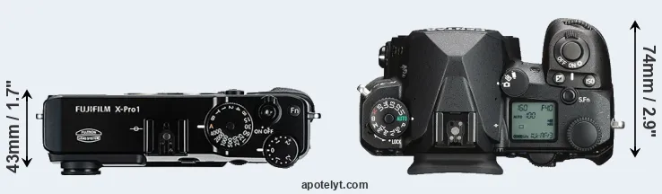 Compare X-Pro1 versus K-3 III top