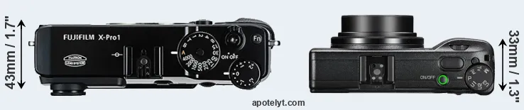 Compare X-Pro1 versus GR III top