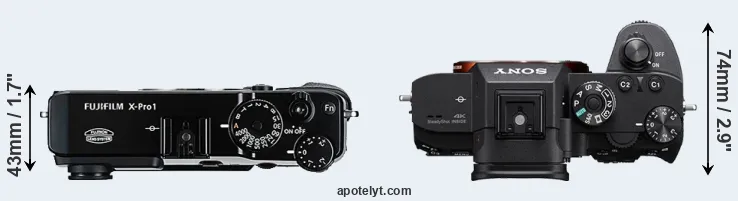 Compare X-Pro1 versus A7R III top