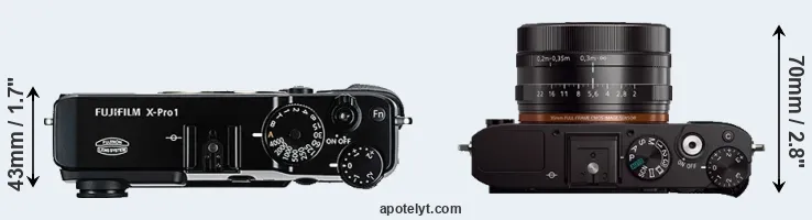 Compare X-Pro1 versus RX1 top