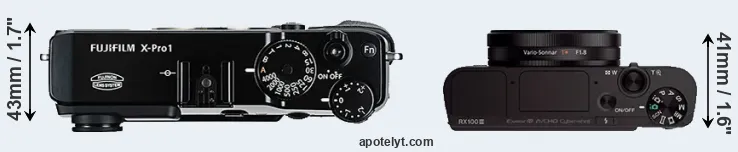 Compare X-Pro1 versus RX100 III top