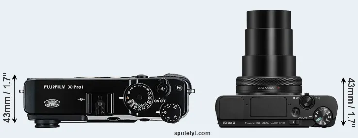 Compare X-Pro1 versus RX100 VI top