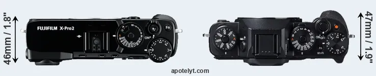 Compare X-Pro2 versus X-T1 top