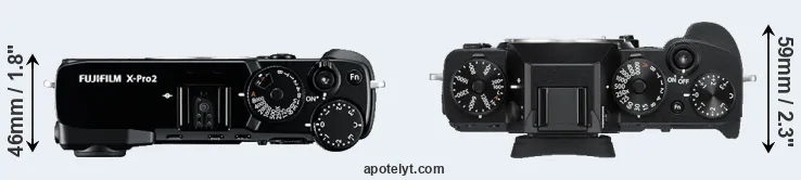 Compare X-Pro2 versus X-T3 top