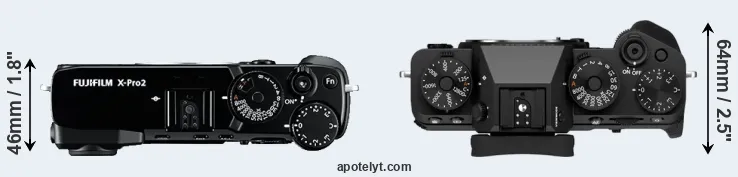 Compare X-Pro2 versus X-T5 top