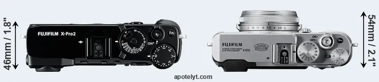 Compare X-Pro2 versus X100 top