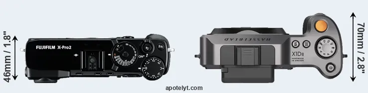 Compare X-Pro2 versus X1D II top