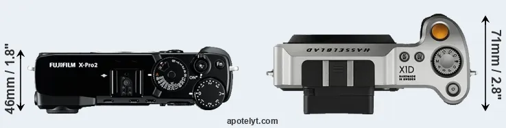 Compare X-Pro2 versus X1D top
