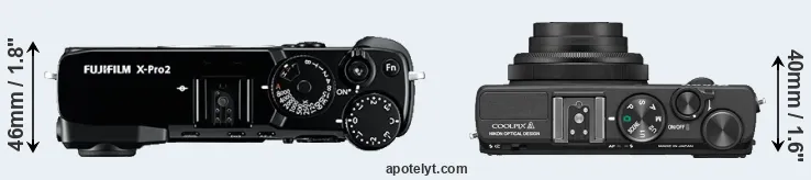 Compare X-Pro2 versus Coolpix A top