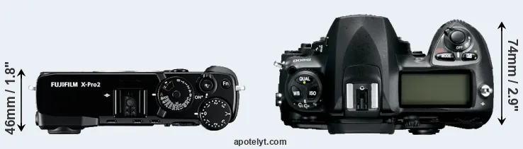 Compare X-Pro2 versus D200 top