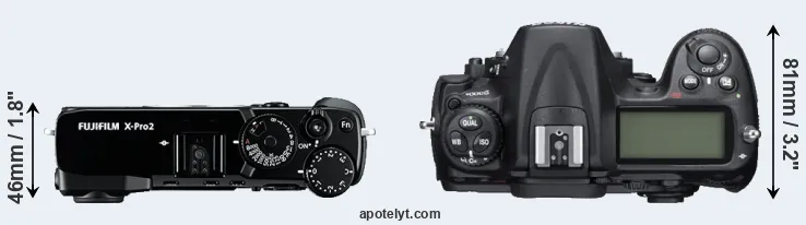 Compare X-Pro2 versus D300S top
