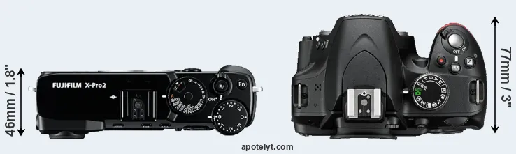 Compare X-Pro2 versus D3200 top