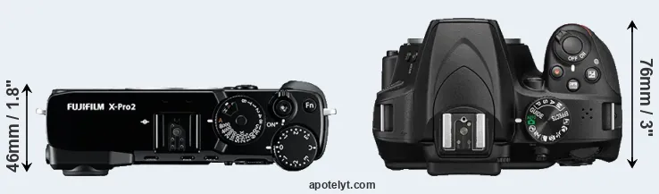 Compare X-Pro2 versus D3400 top