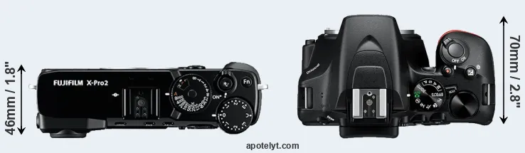 Compare X-Pro2 versus D3500 top