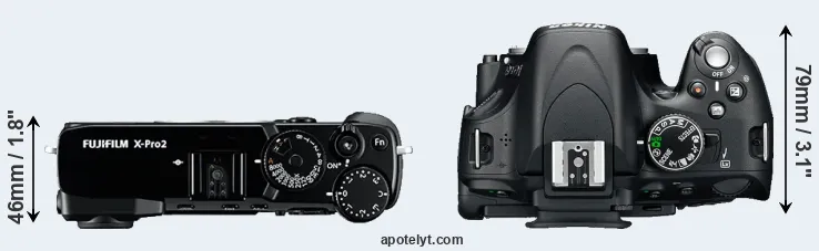 Compare X-Pro2 versus D5100 top