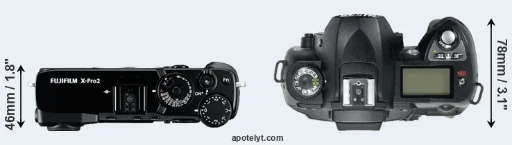 Compare X-Pro2 versus D70 top