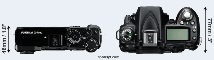 Compare X-Pro2 versus D90 top