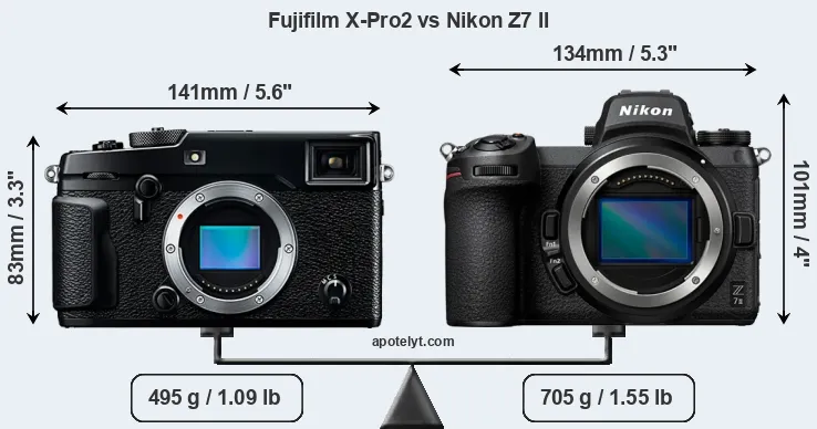 Size Fujifilm X-Pro2 vs Nikon Z7 II