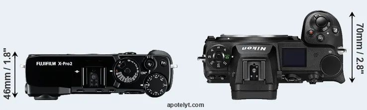 Compare X-Pro2 versus Z7 II top