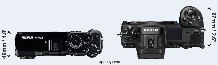 Compare X-Pro2 versus Z7 top