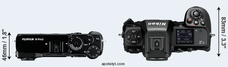 Compare X-Pro2 versus Z8 top