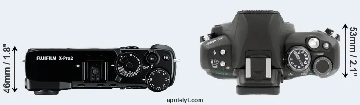 Compare X-Pro2 versus E-400 top