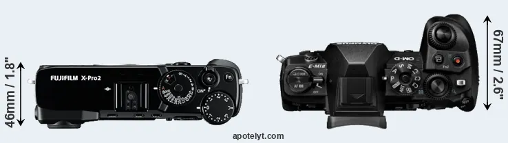 Compare X-Pro2 versus E-M1 II top