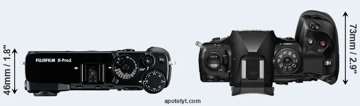 Compare X-Pro2 versus OM-1 top