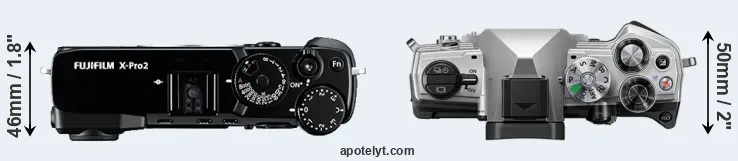 Compare X-Pro2 versus OM-5 top