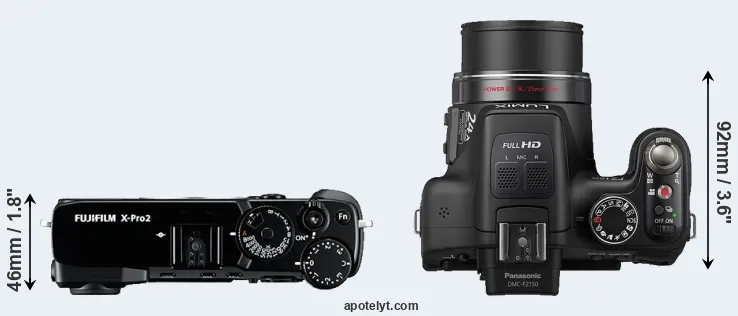 Compare X-Pro2 versus FZ150 top