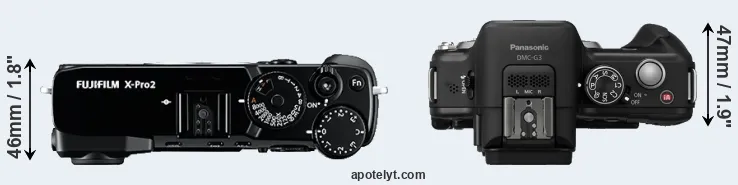 Compare X-Pro2 versus G3 top