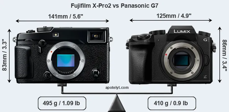 Size Fujifilm X-Pro2 vs Panasonic G7