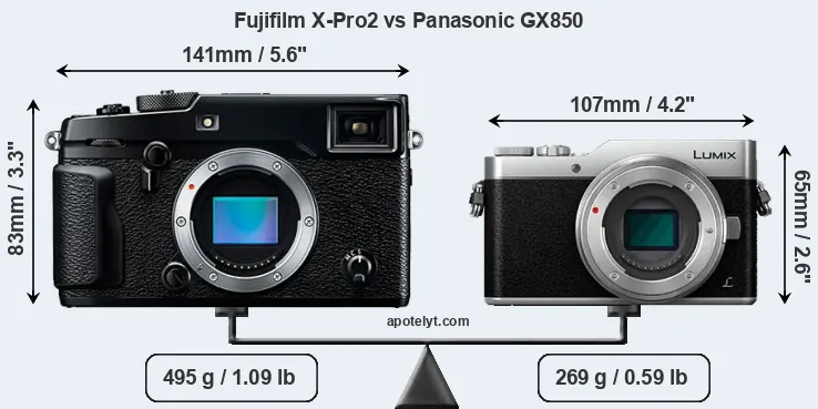 Size Fujifilm X-Pro2 vs Panasonic GX850