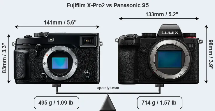 Size Fujifilm X-Pro2 vs Panasonic S5
