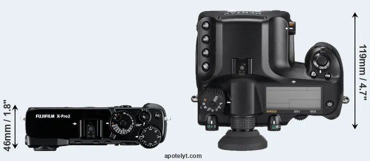 Compare X-Pro2 versus 645D top