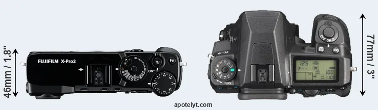 Compare X-Pro2 versus K-3 top