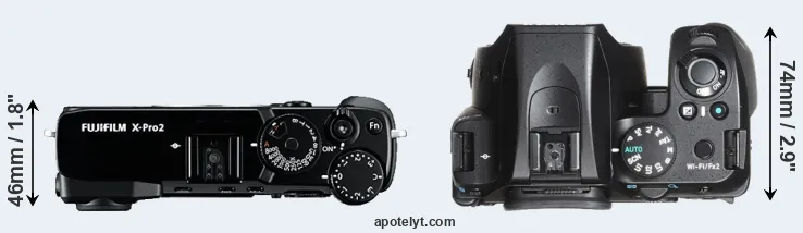 Compare X-Pro2 versus K-70 top