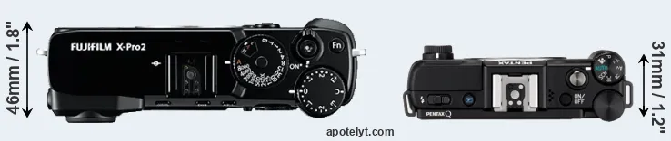 Compare X-Pro2 versus Pentax Q top