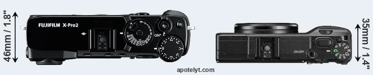 Compare X-Pro2 versus GR II top