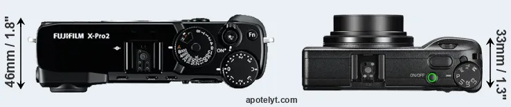 Compare X-Pro2 versus GR III top