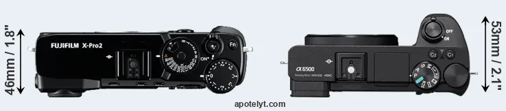 Compare X-Pro2 versus A6500 top
