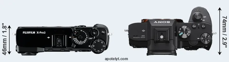 Compare X-Pro2 versus A7 III top