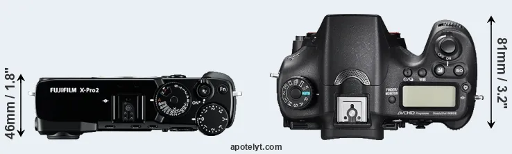 Compare X-Pro2 versus A77 II top